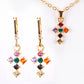 Conjunto de Aleación Bañado en Oro con Cristal Emporia® Amarillo y Cristal Emporia® Azul ( Collar +Pendientes +Colgante )