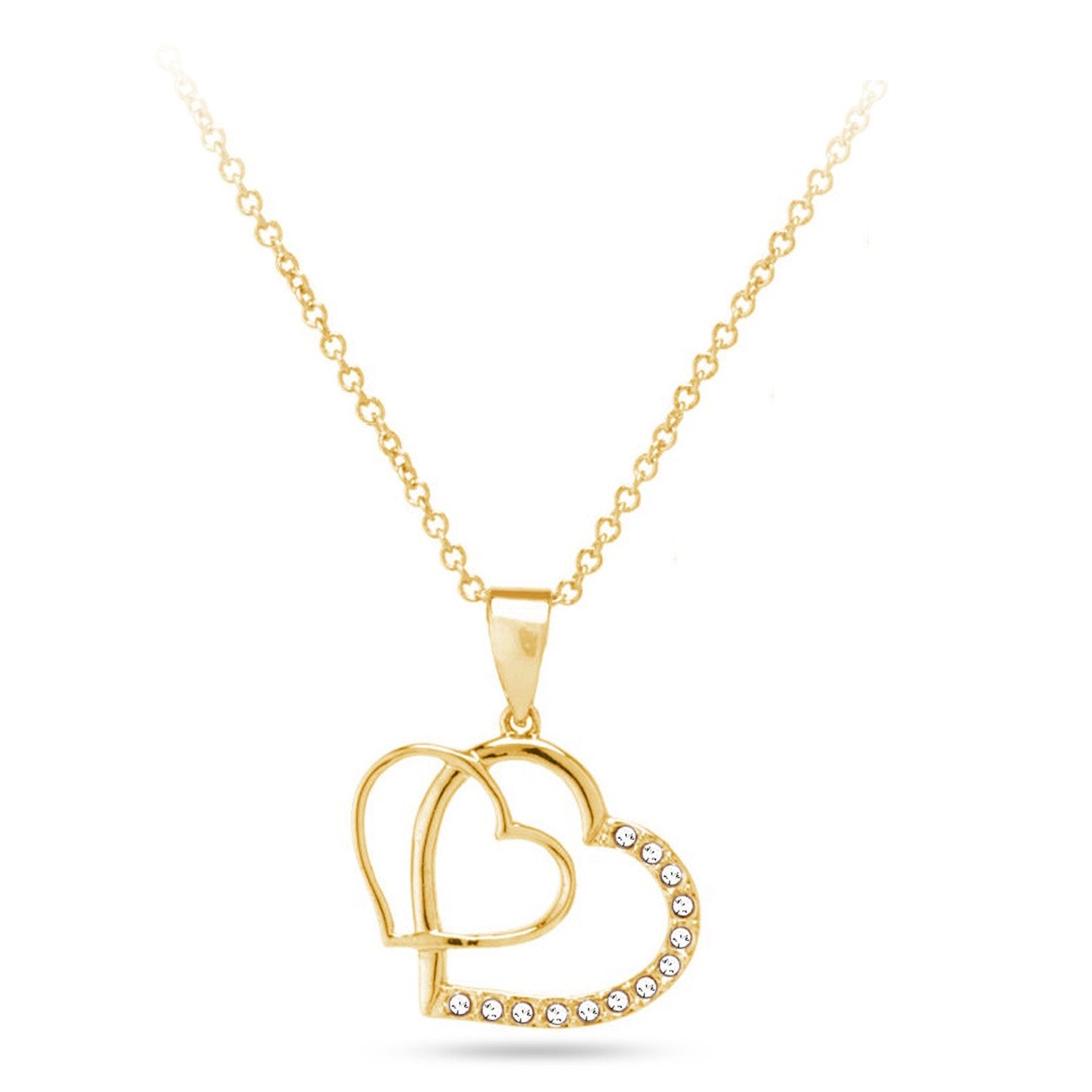 Conjunto de Aleación Bañado en Oro con Diamante blanco (Collar +Pendientes +Colgante ) 3 
