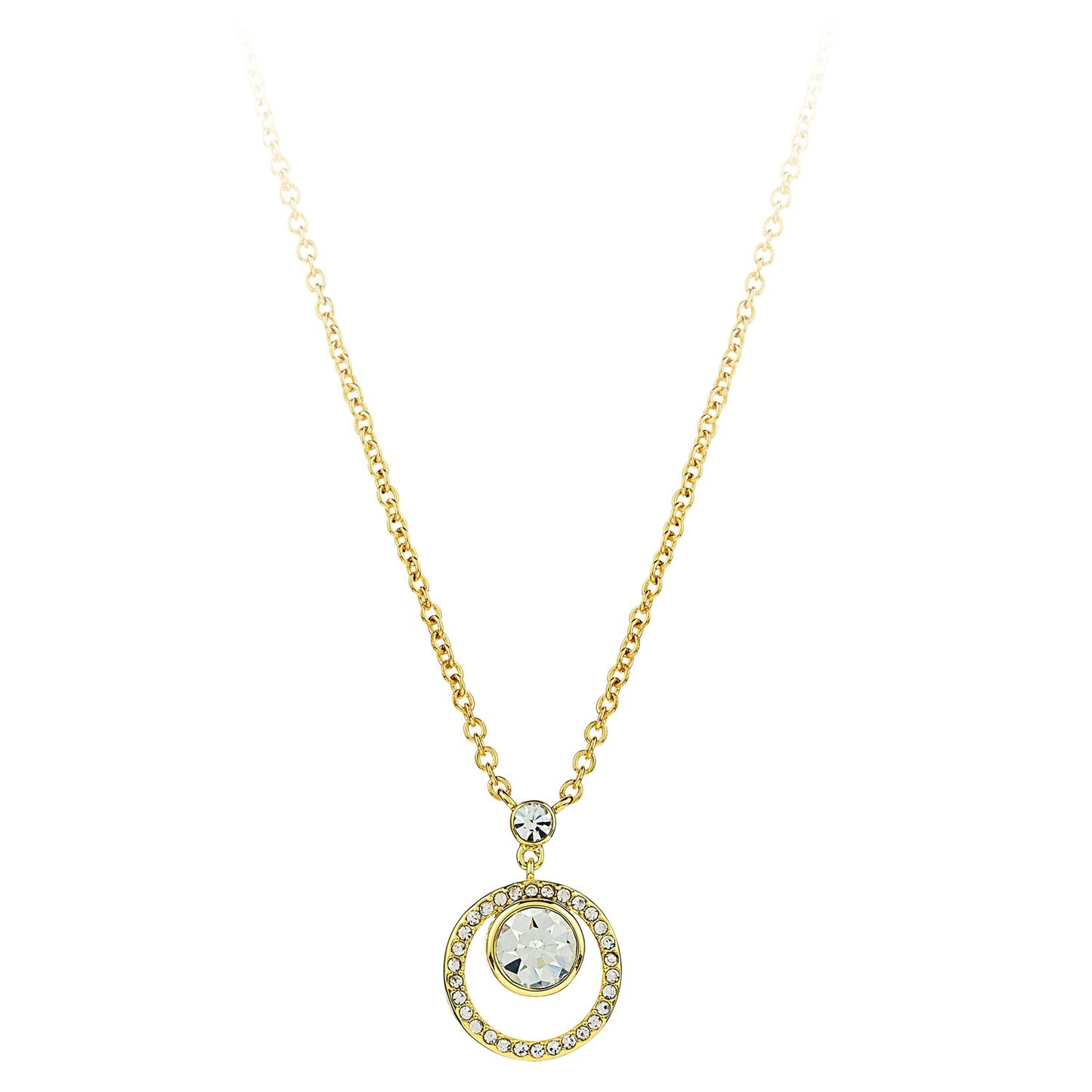 Conjunto de Aleación Bañado en Oro con Cristal Emporia® Blanco (Collar +Pendientes +Colgante )