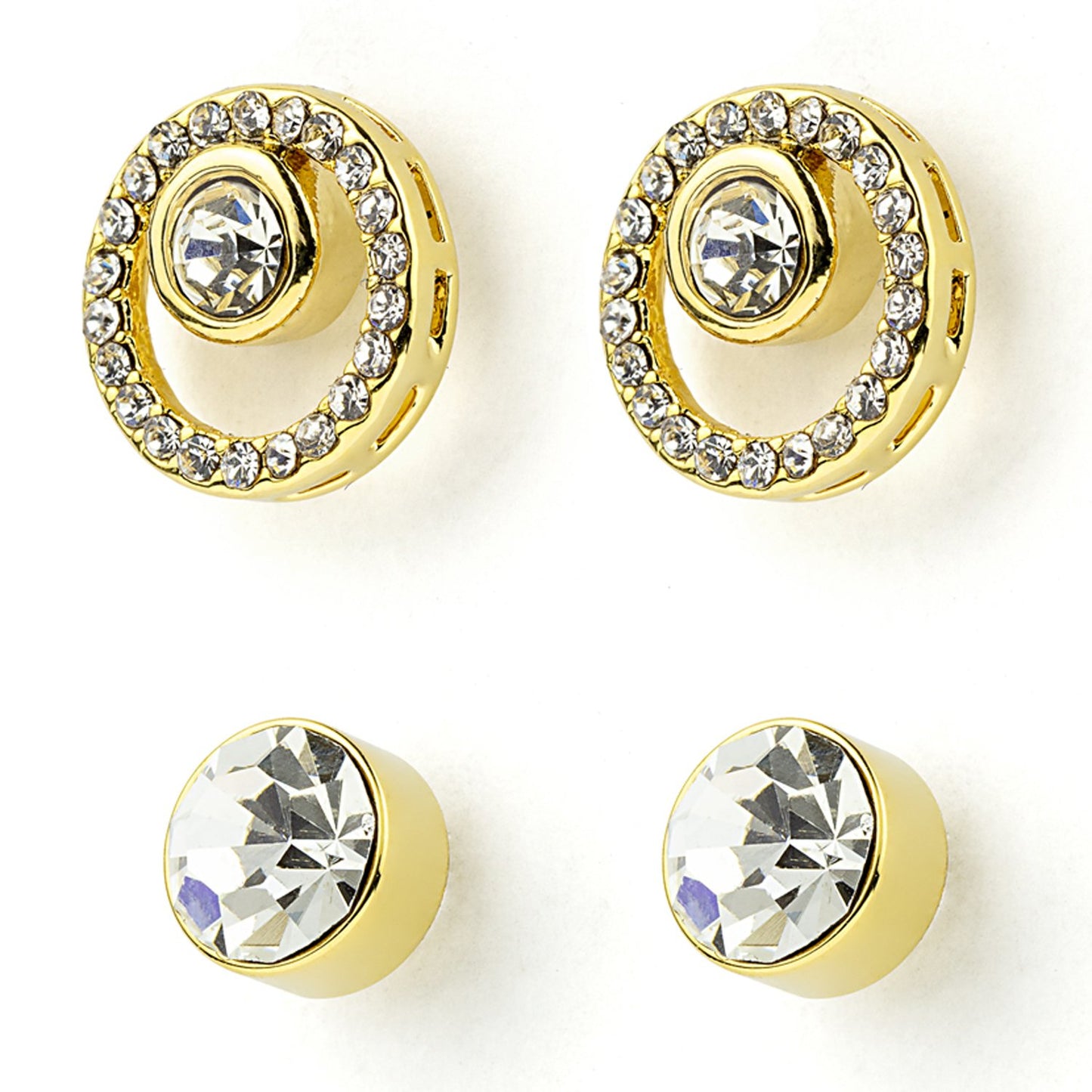 Conjunto de Aleación Bañado en Oro con Cristal Emporia® Blanco (Collar +Pendientes +Colgante )