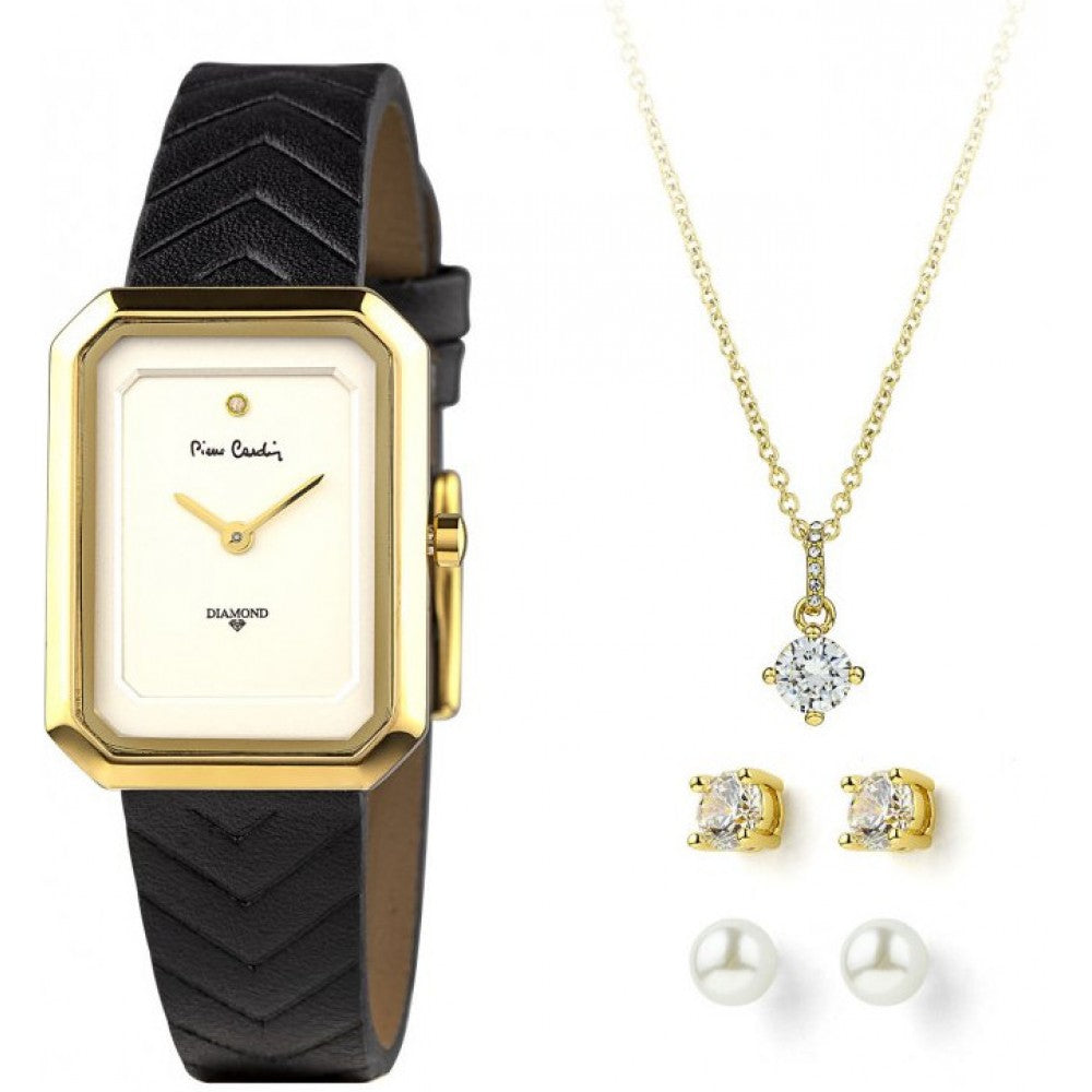 Conjunto de reloj de regalo Pierre Cardin de 4 piezas con un collar y 2 pares de pendientes 1 