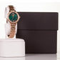 Reloj de aleación con movimiento Miyota de alta calidad con caja de regalo, esfera de color verde esmeralda
