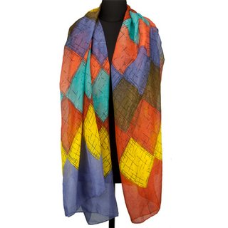Bufanda de moda 100% viscosa, Tamaño 180 x 100 cm, lavable en la lavadora, color: MULTICOLOR 1 