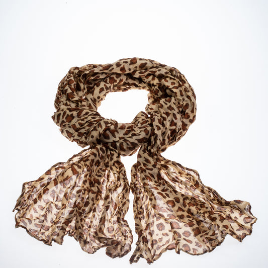 Pasmina de moda, 100% viscosa, 160 cm x 50 cm, MARRÓN LEOPARDO