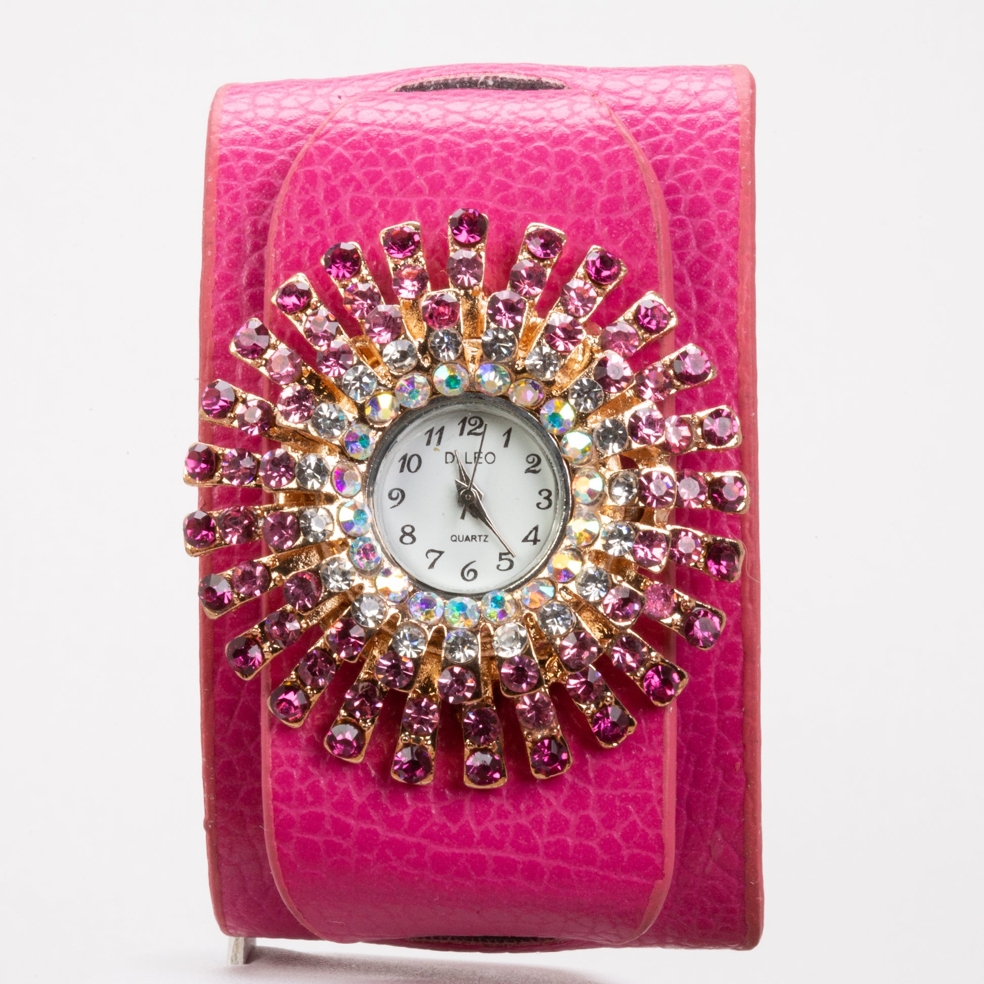 Reloj de Aleación Bañado en Oro con Cristal Emporia® Blanco 1 