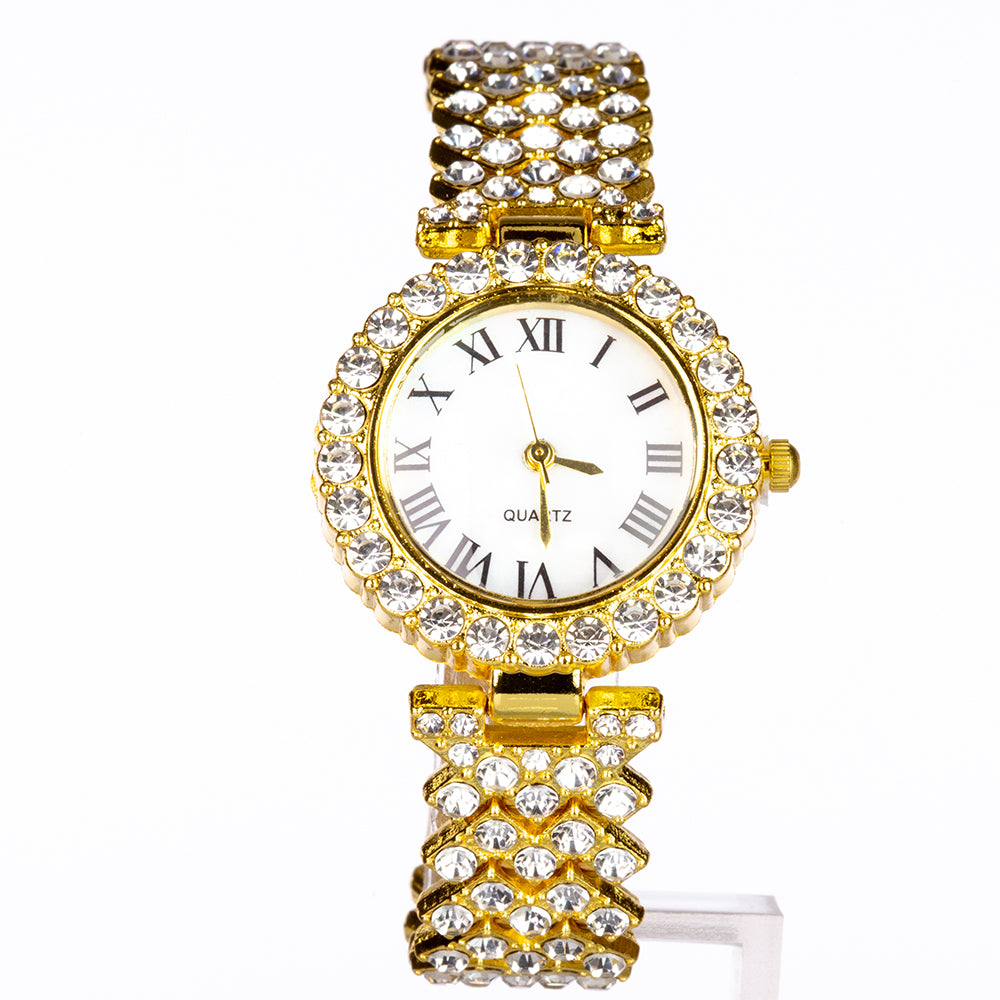 Reloj de Aleación Bañado en Oro con Cristal Emporia® Blanco (Collar +Pendientes +Pulsera +Colgante ) 2 