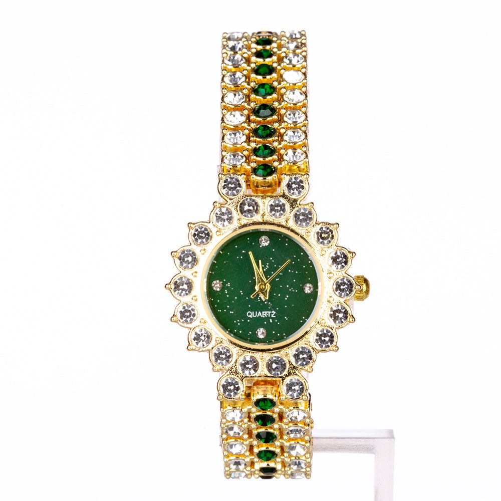 Reloj de Aleación Bañado en Oro con Cristal Emporia® Azul (Collar +Pendientes +Pulsera +Colgante ) 2 