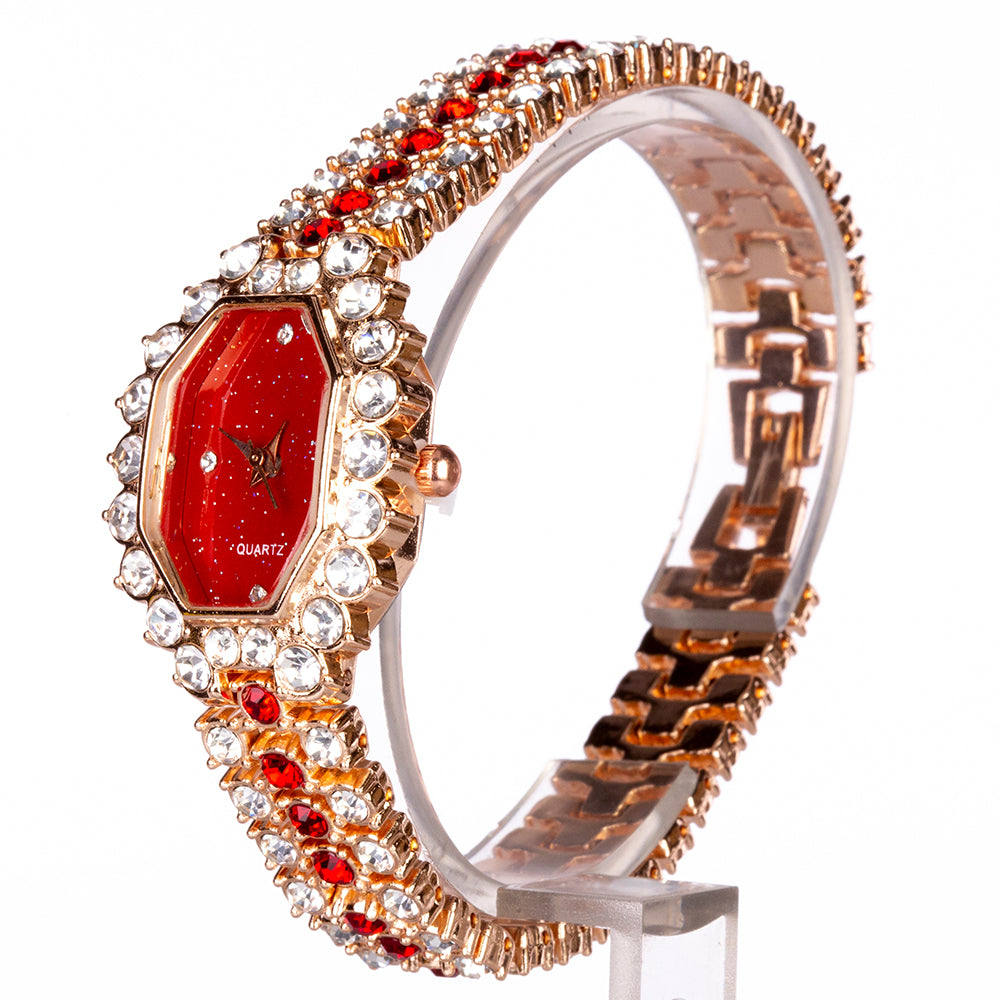 Reloj de Aleación Bañado en Oro con Cristal Emporia® Rojo (Collar +Pendientes +Pulsera +Colgante ) 4 