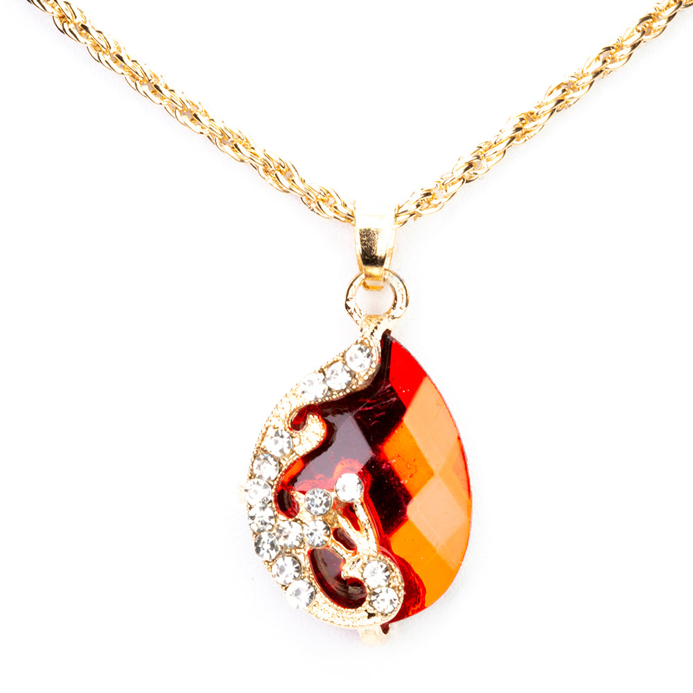 Reloj de Aleación Bañado en Oro con Cristal Emporia® Rojo (Collar +Pendientes +Pulsera +Colgante )