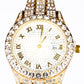Reloj de Aleación Bañado en Oro con Cristal Emporia® Blanco (Collar +Pendientes +Pulsera +Colgante )