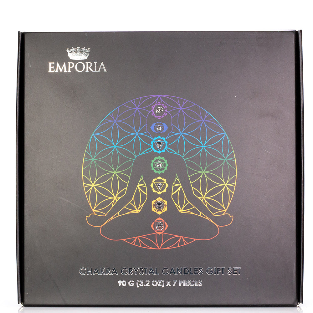 Juego de regalo Emporia de 9 piezas de 7 velas de cristal de chakra, colgante de chakra y pulsera de chakra con amatista, lapislázuli, citrino, aventurina verde, ojo de tigre, jaspe rojo y cuarzo transparente 3 