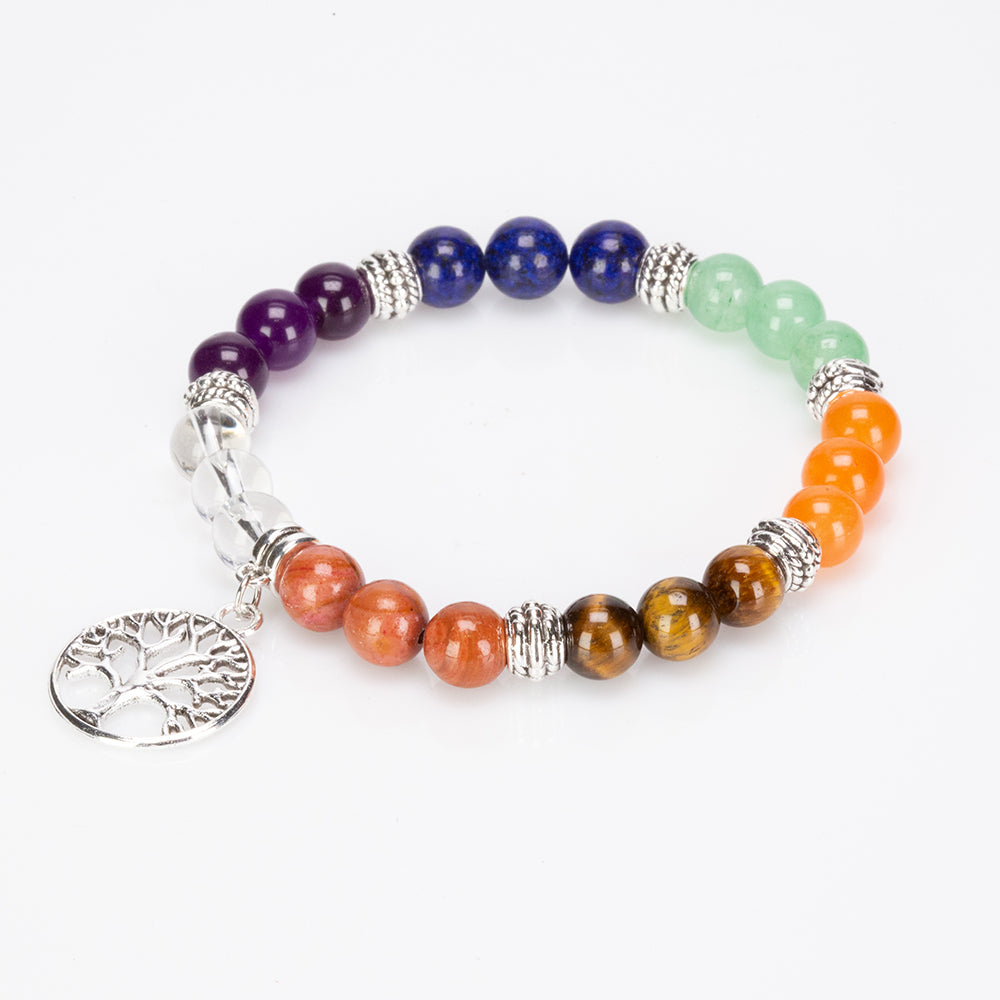 Juego de regalo Emporia de 9 piezas de 7 velas de cristal de chakra, colgante de chakra y pulsera de chakra con amatista, lapislázuli, citrino, aventurina verde, ojo de tigre, jaspe rojo y cuarzo transparente 10 