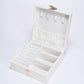 Caja organizadora de joyas de terciopelo y cuero de PU, Blanco