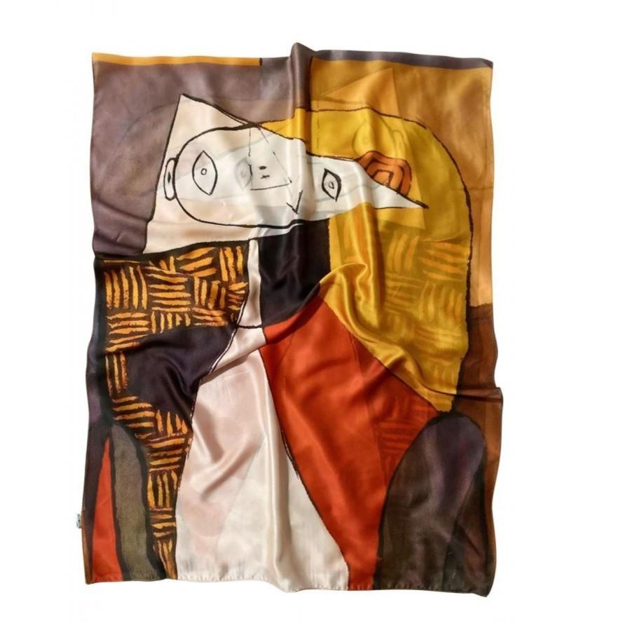 Bufanda-Mantón de seda, 70 cm x 180 cm, Picasso - Estilo retrato 2 