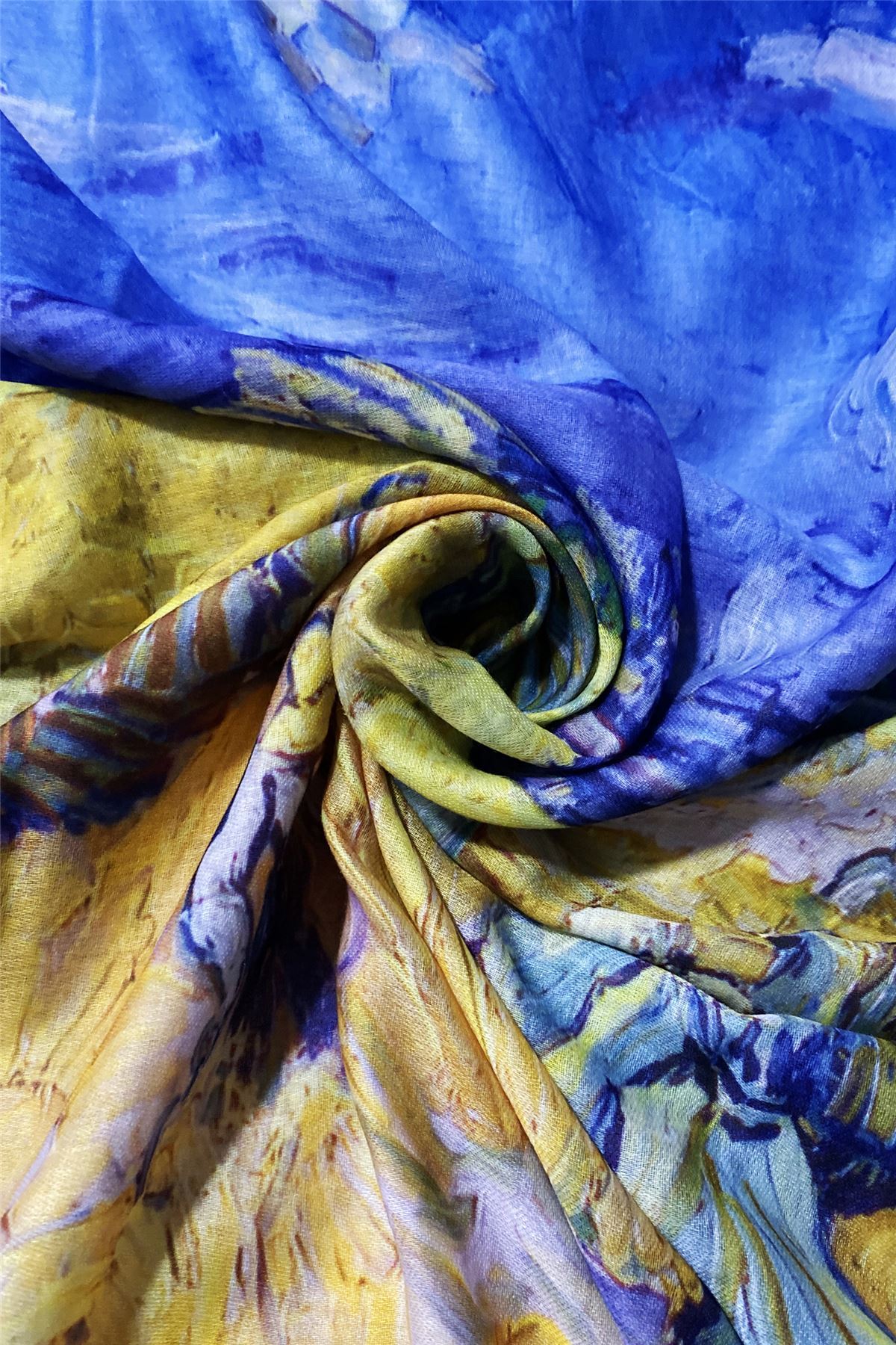 Bufanda-Mantón de algodón, 70 cm x 180 cm, Van Gogh - Pajares 3 