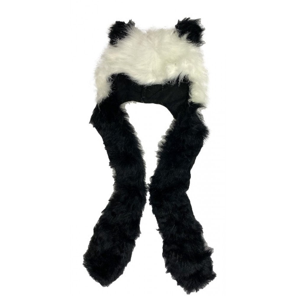 Gorro y bufanda con diseño de panda 2 en 1 con bolsillos adicionales, 29 cm x 20 cm 1 
