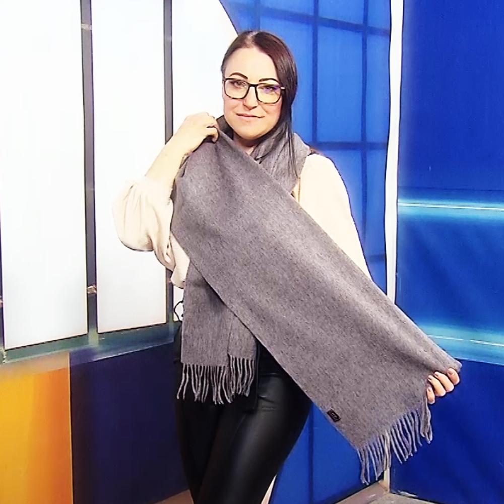 Bufanda 100% lana, 30 cm x 165 cm, gris 1 