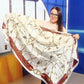 Bufanda de 100% seda auténtica, 90 cm x 180 cm, crema
