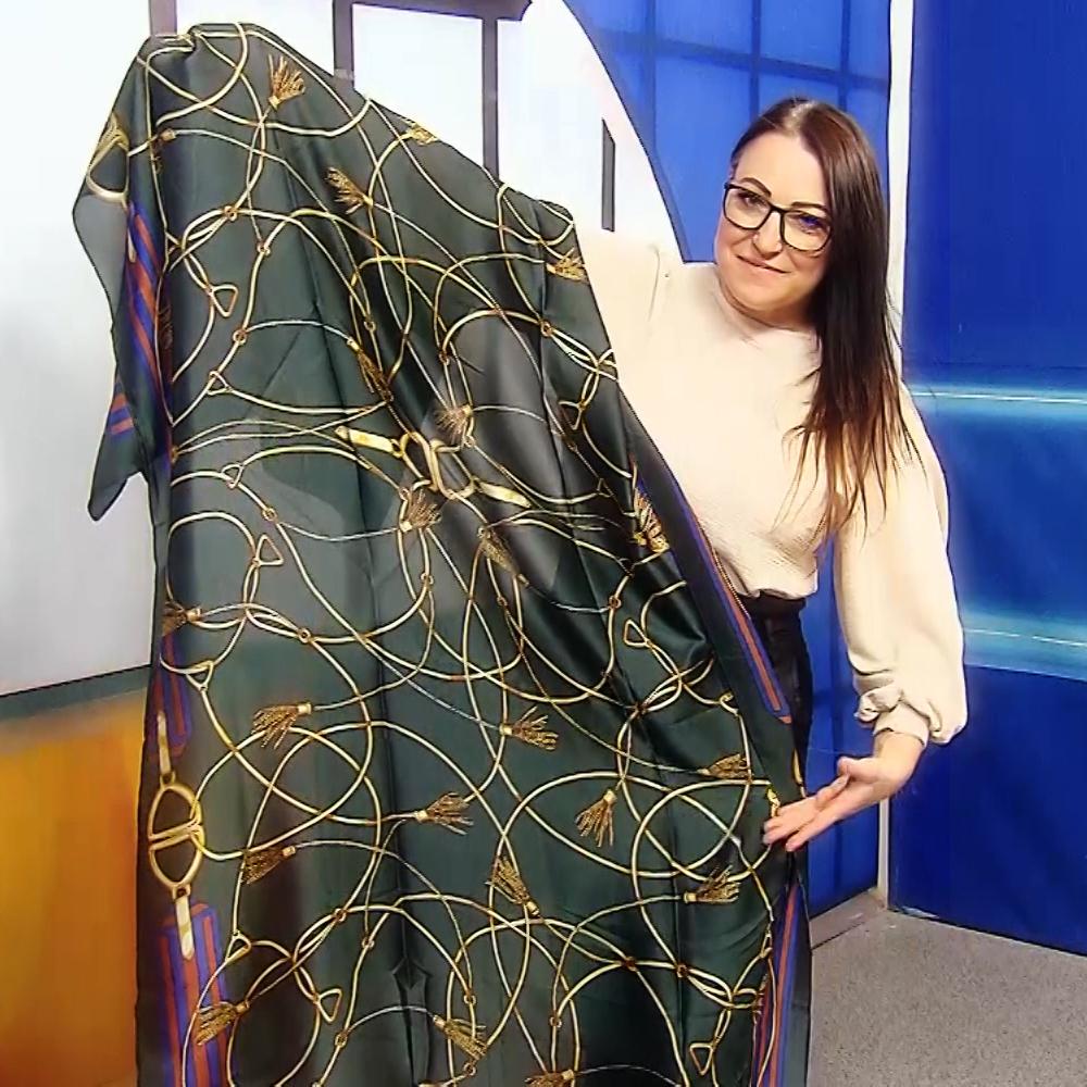 Pañuelo de seda 100% auténtica, 90 cm x 180 cm, verde
