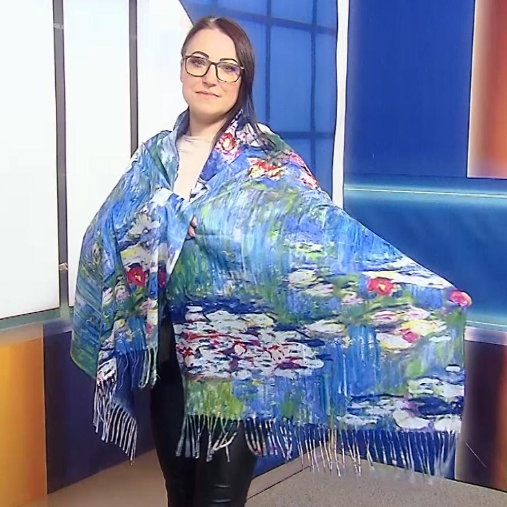 Bufanda de lana, 70 cm x 180 cm, Monet-Water Lilies Painting 3 