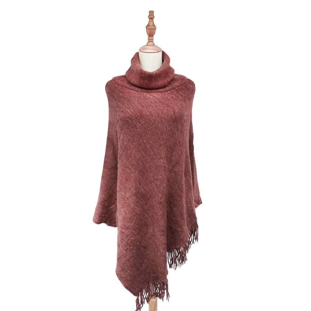 Poncho de punto con cuello alto, 50 cm x 70 cm x 335 cm, marrón oxidado 4 