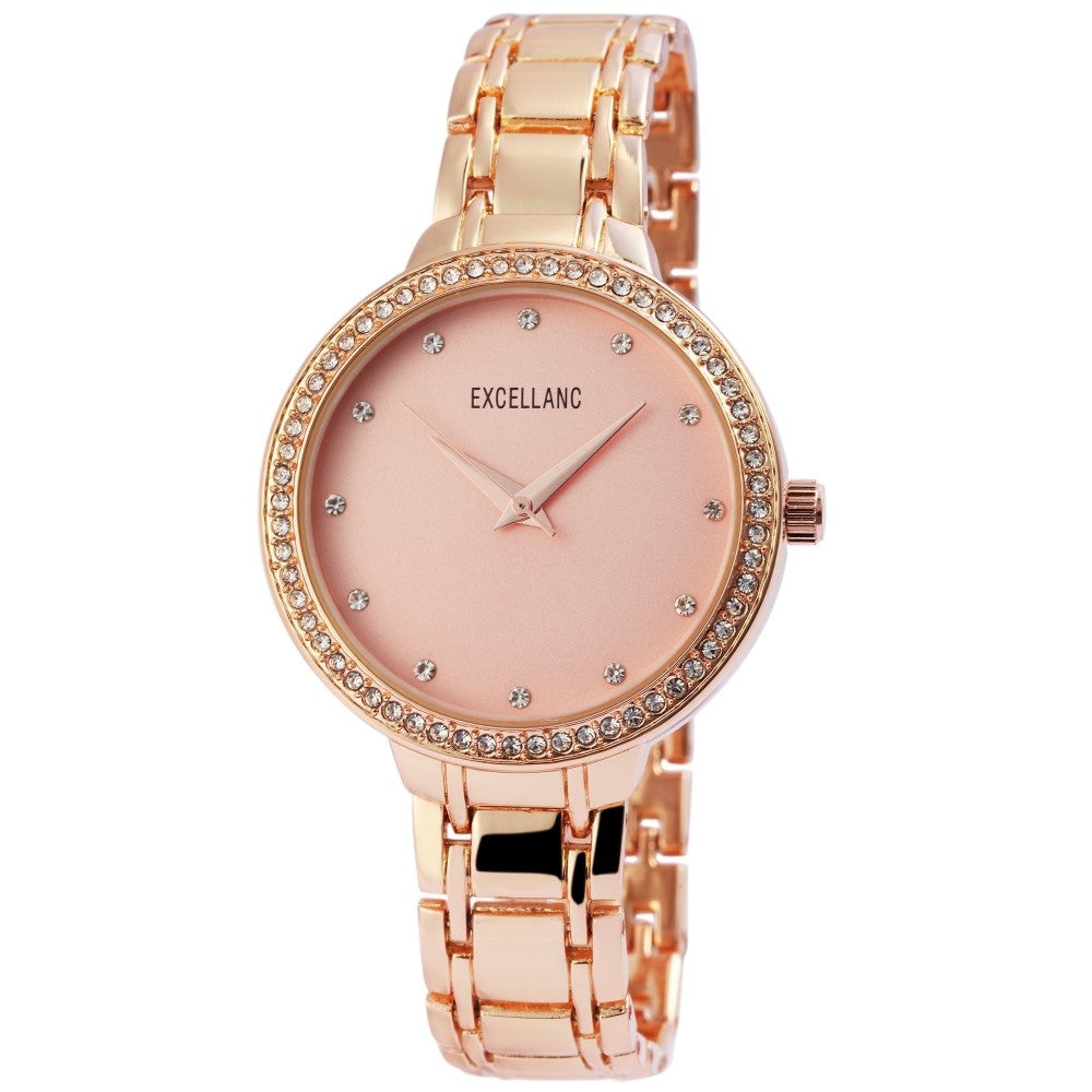 Reloj Excellanc para mujer con correa de metal EX351, color oro rosa, movimiento de cuarzo de alta calidad, esfera en color oro rosa 1 