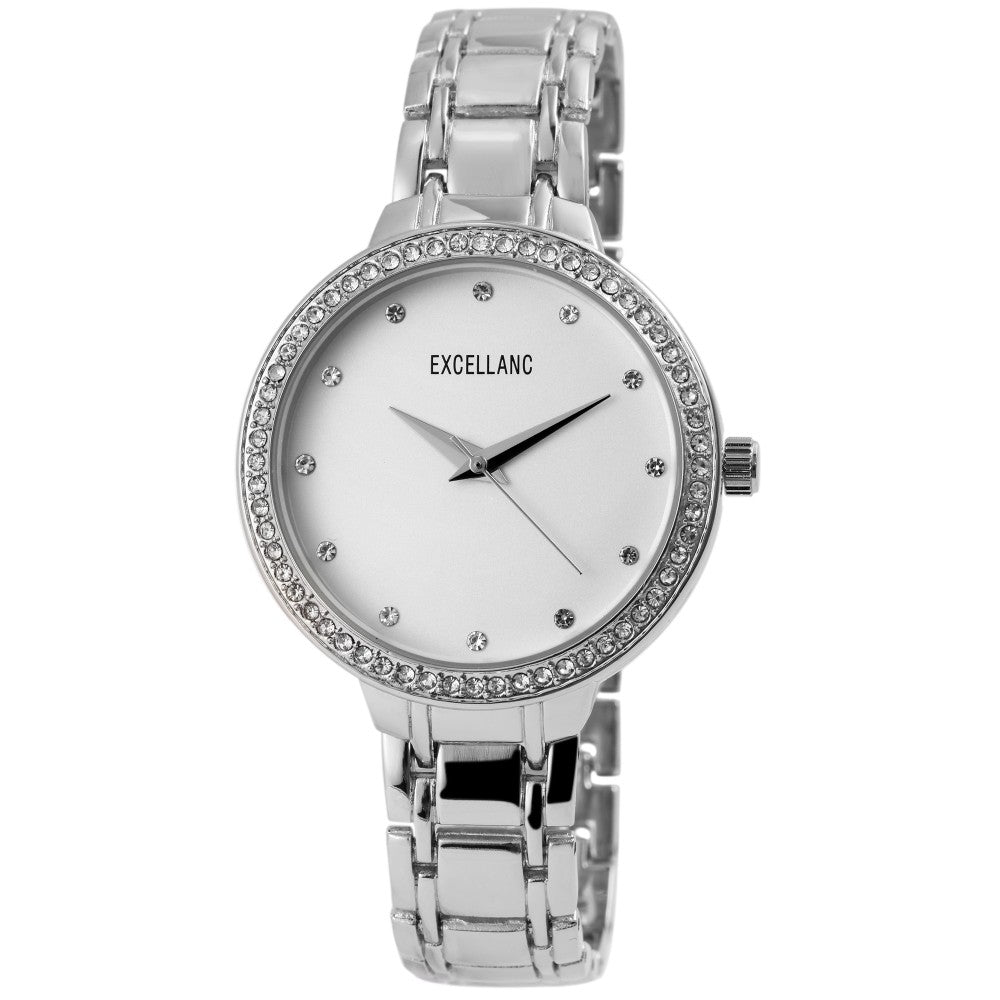 Reloj de pulsera para mujer Excellanc, con correa de metal, de color dorado, estructura de cuarzo de alta calidad, dial de color plata 1 