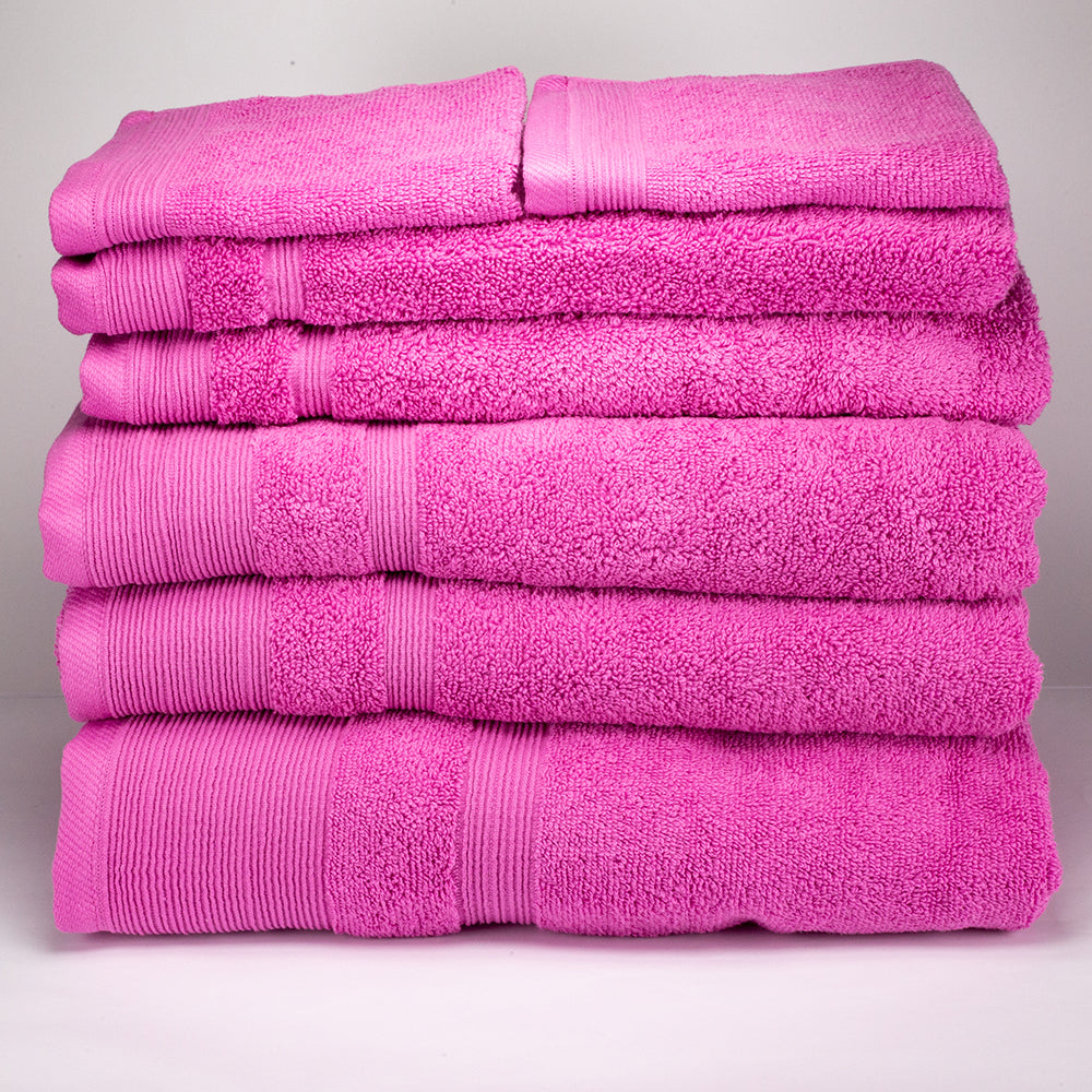 3+3+1 Regalo Juego de 3 piezas de Toallas 100% Microalgodón, 500 GSM, Rosa Fucsia 5 