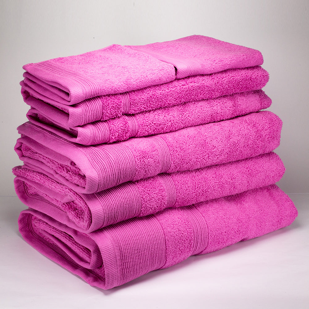 3+3+1 Regalo Juego de 3 piezas de Toallas 100% Microalgodón, 500 GSM, Rosa Fucsia 6 