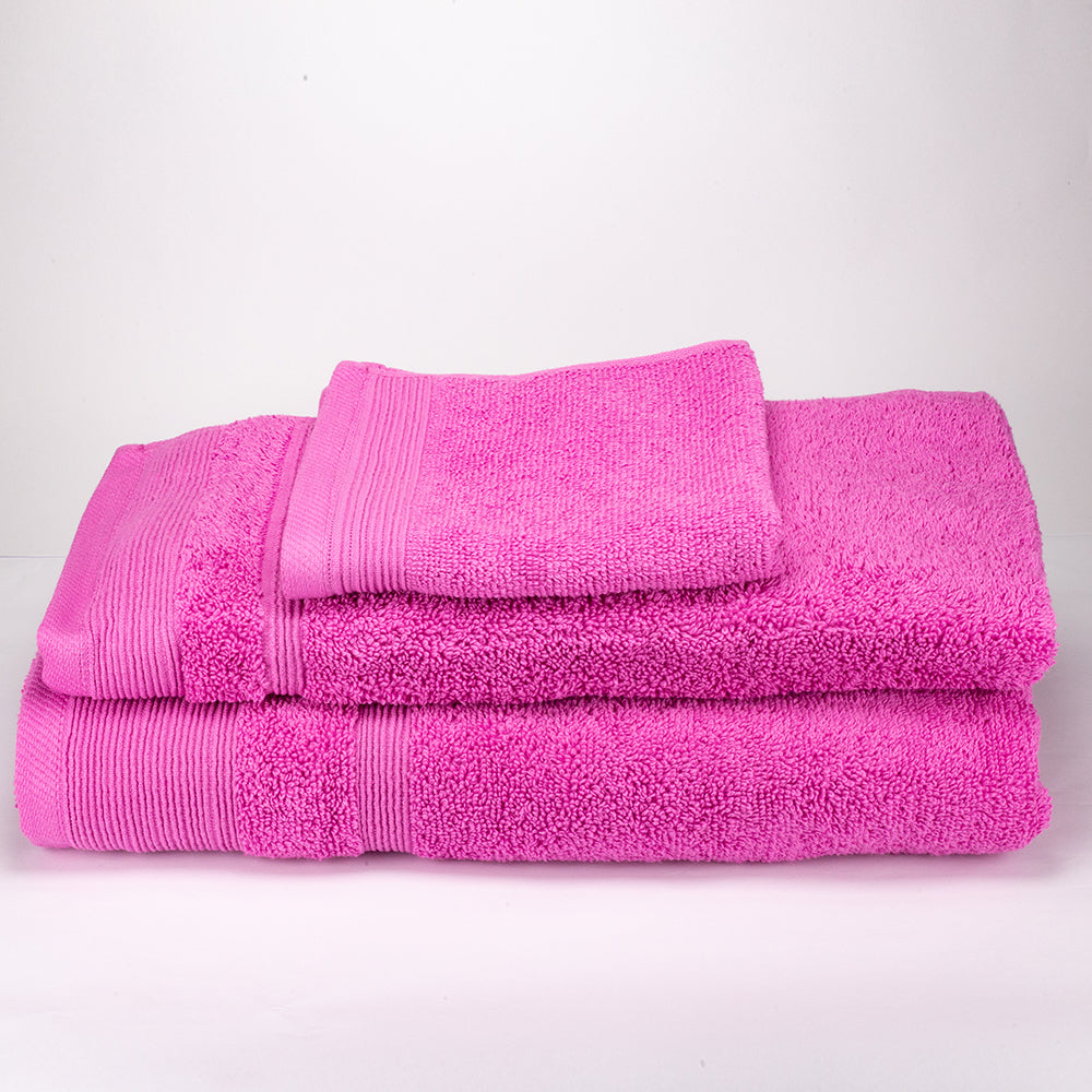 3+3+1 Regalo Juego de 3 piezas de Toallas 100% Microalgodón, 500 GSM, Rosa Fucsia 8 