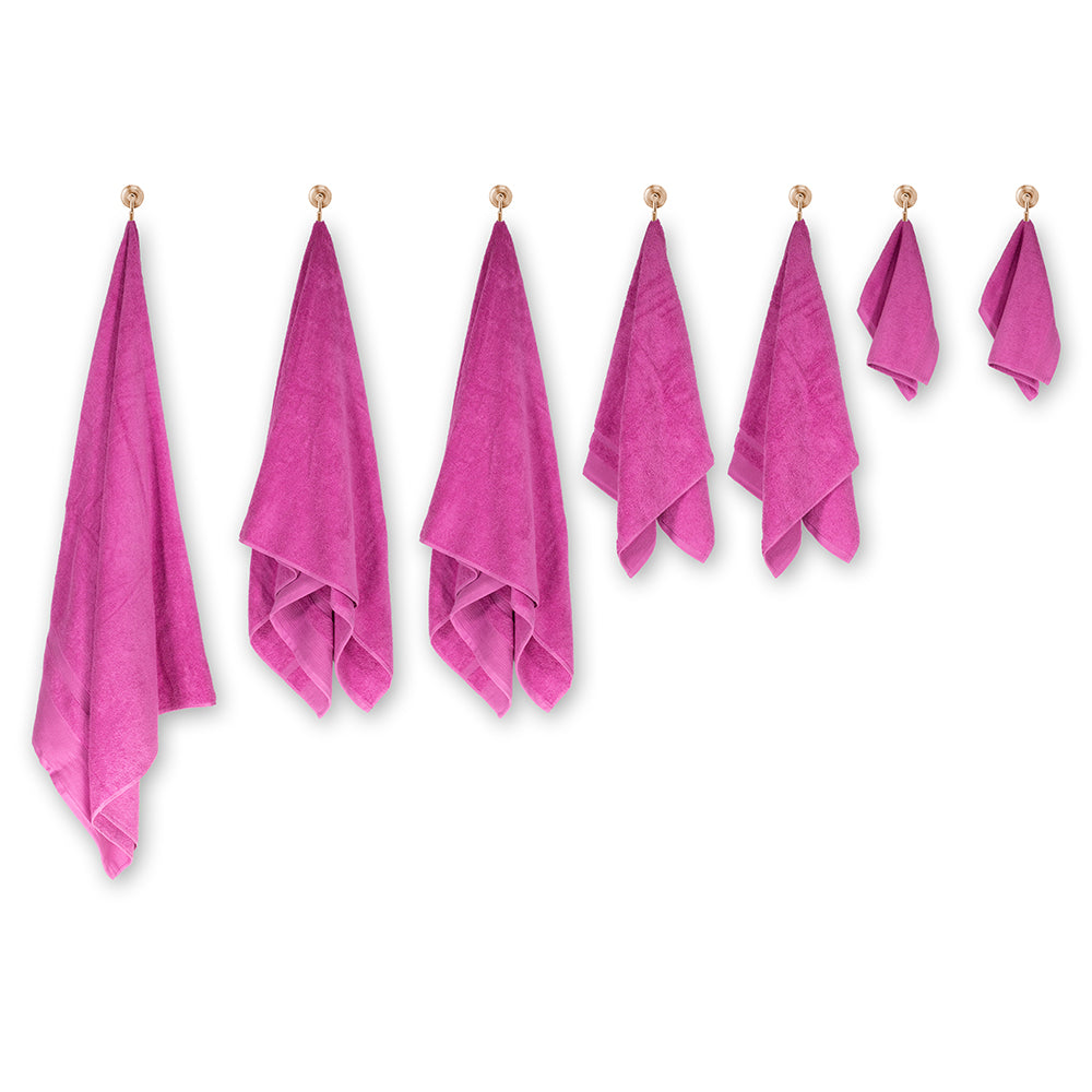 3+3+1 Regalo Juego de 3 piezas de Toallas 100% Microalgodón, 500 GSM, Rosa Fucsia 11 