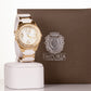 Reloj CUSSI de aleación para mujer con correa de color blanco y oro con cristales de cuarzo alrededor de la esfera