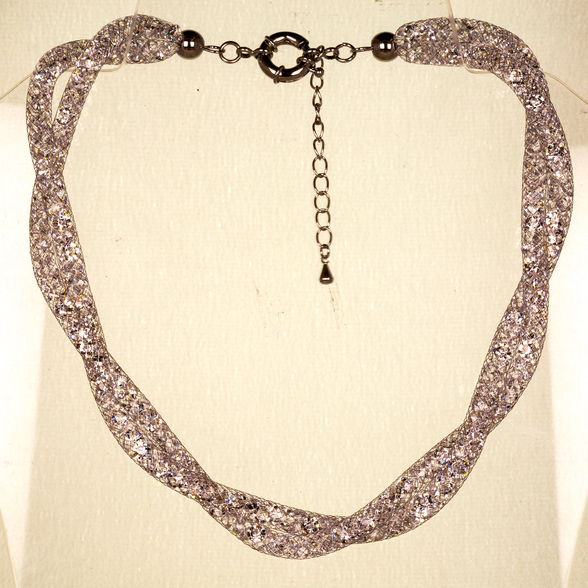 Collar de Aleación Bañado en Oro Blanco con Cristal Emporia® Blanco 1 