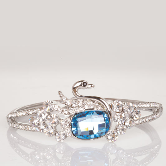 Conjunto de Aleación Bañado en Oro Blanco con Cristal Emporia® Azul
