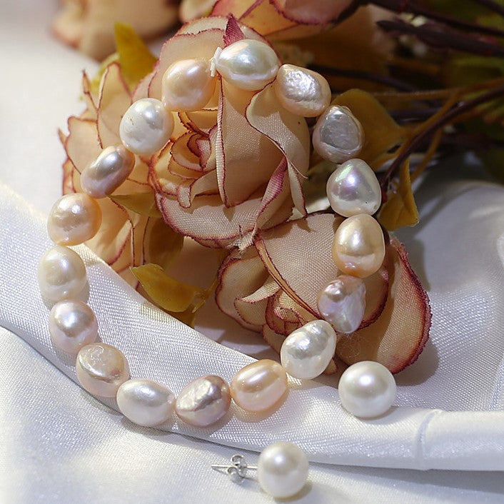 Conjunto de Plata con Perla de agua dulce multicolor barroca