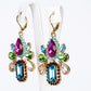 Conjunto de Aleación Bañado en Oro con Cristal Emporia® Rojo y Cristal Emporia® Azul ( Collar +Pendientes +Colgante )