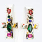 Conjunto de Aleación Bañado en Oro con Cristal Emporia® Rojo y Cristal Emporia® Azul ( Collar +Pendientes +Colgante )