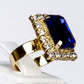 Conjunto de Aleación Bañado en Oro con Cristal Emporia® Azul y Cristal Emporia® Blanco ( Collar +Pendientes +Colgante )