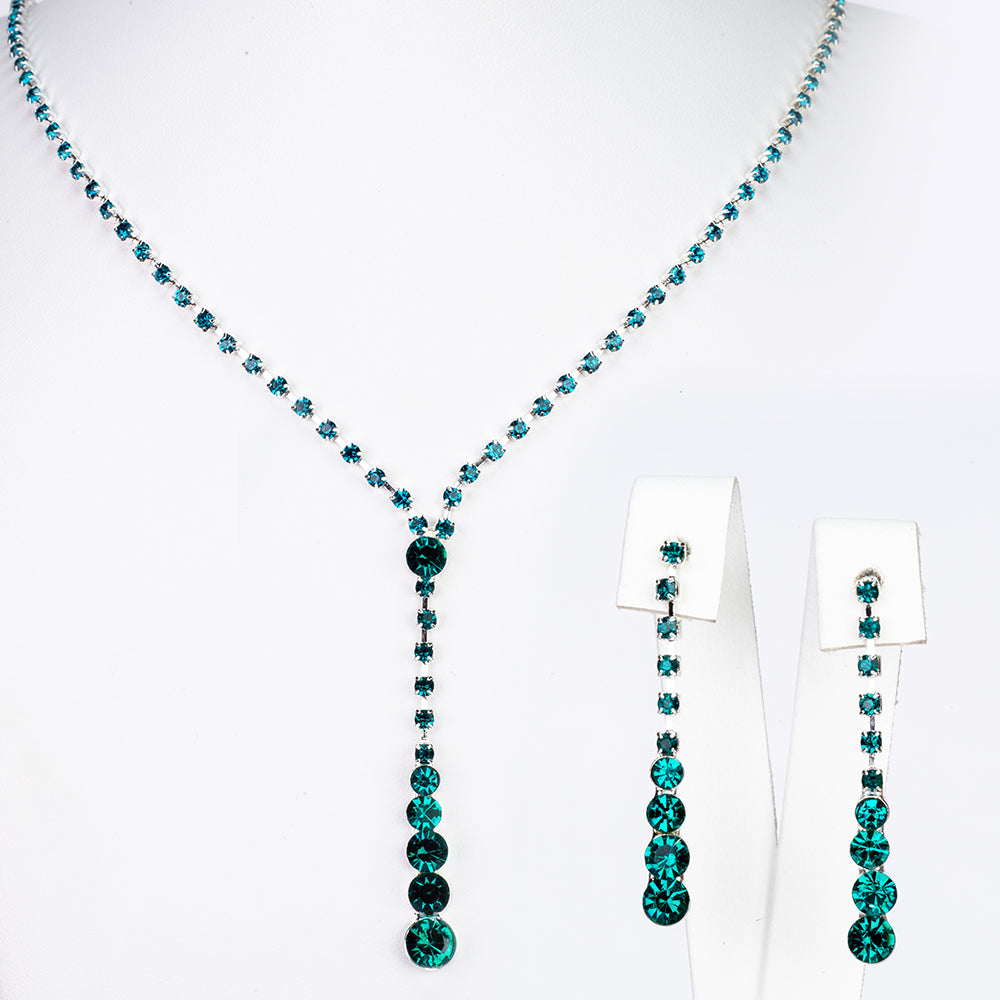 Conjunto de Aleación Bañado en Oro con Cristal Emporia® Verde ( Collar +Pendientes ) 2 