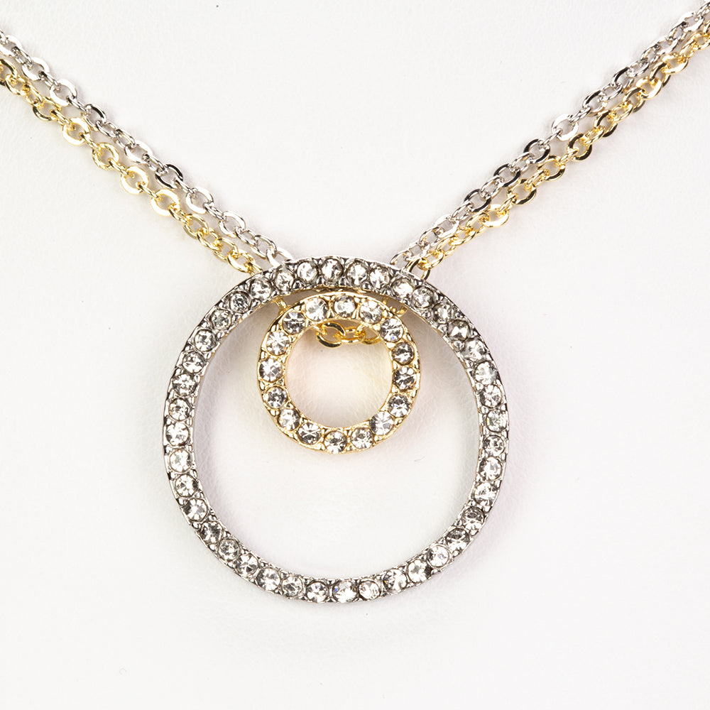 Conjunto de Aleación Bañado en Oro con Cristal Emporia® Blanco ( Collar +Pendientes +Colgante ) 4 