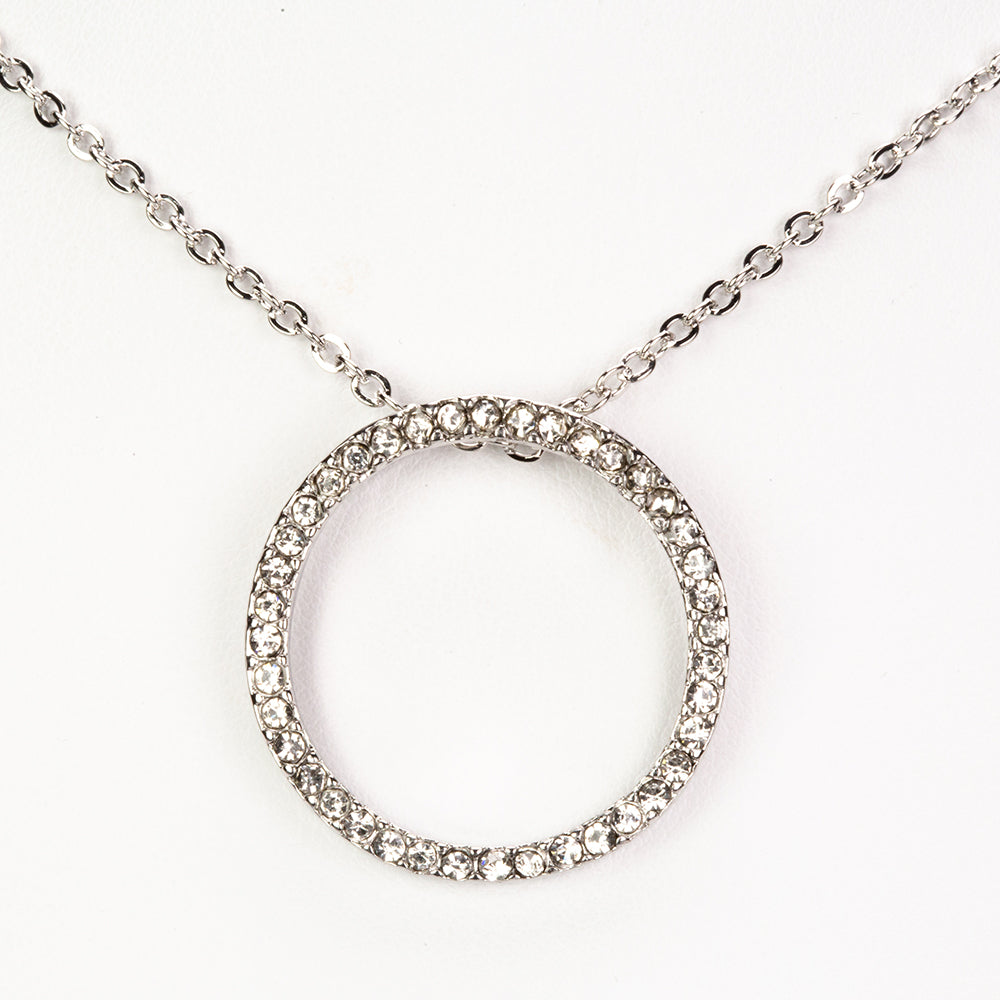Conjunto de Aleación Bañado en Oro con Cristal Emporia® Blanco ( Collar +Pendientes +Colgante )