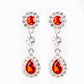 Conjunto de Aleación Bañado en Oro Blanco con Cristal Emporia® Rojo y Cristal Emporia® Blanco ( Collar +Pendientes )