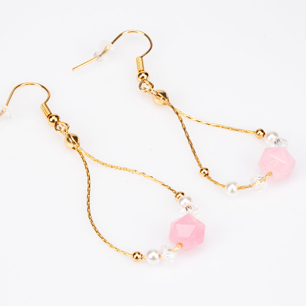 Conjunto de Aleación Bañado en Oro con Turmalina ( Collar +Pendientes +Pulsera )