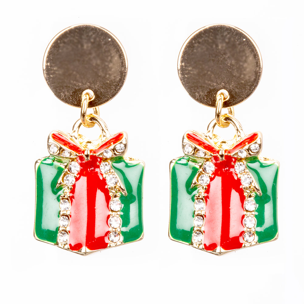 Conjunto de Aleación Bañado en Oro con Cristal Emporia® Rojo y Cristal Emporia® Blanco ( Pendientes )