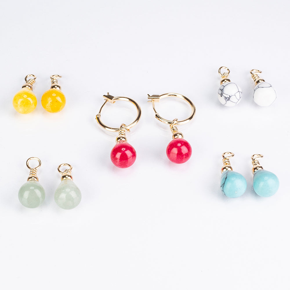 Conjunto de Aleación Bañado en Oro con Turquesa y Cornalina ( Pendientes )