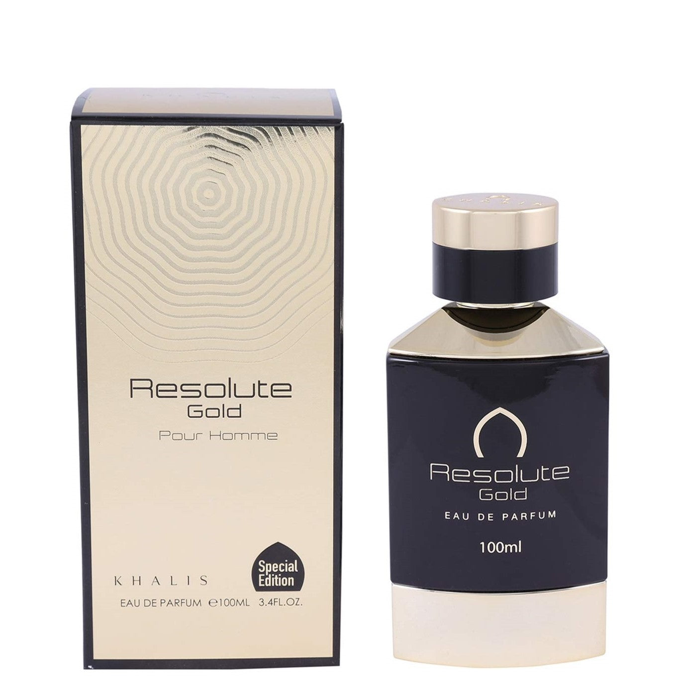 100 ml Eau de Perfume RESOLUTE GOLD Fragancia especiada amaderada para hombre 1 