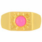 Anillo de Plata Bañada en Oro con Ópalo Rosa Neón de Etiopía
