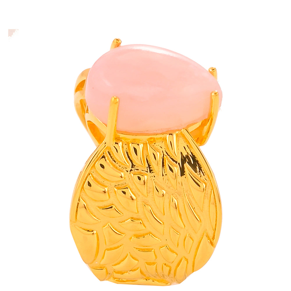 Anillo de Plata Bañada en Oro con Ópalo rosa