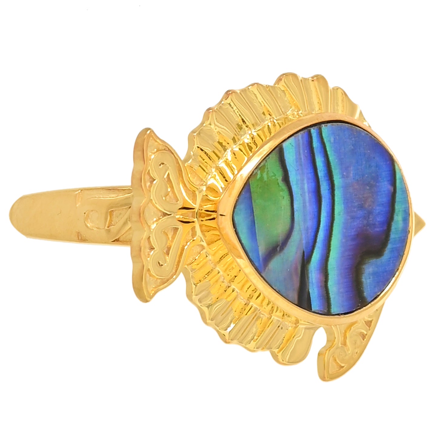 Anillo de Plata Bañada en Oro con Concha de abulón