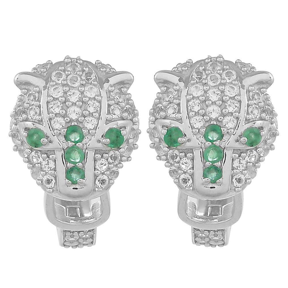 Pendientes de Plata con Esmeralda de Brasil y Topacio Blanco 1 